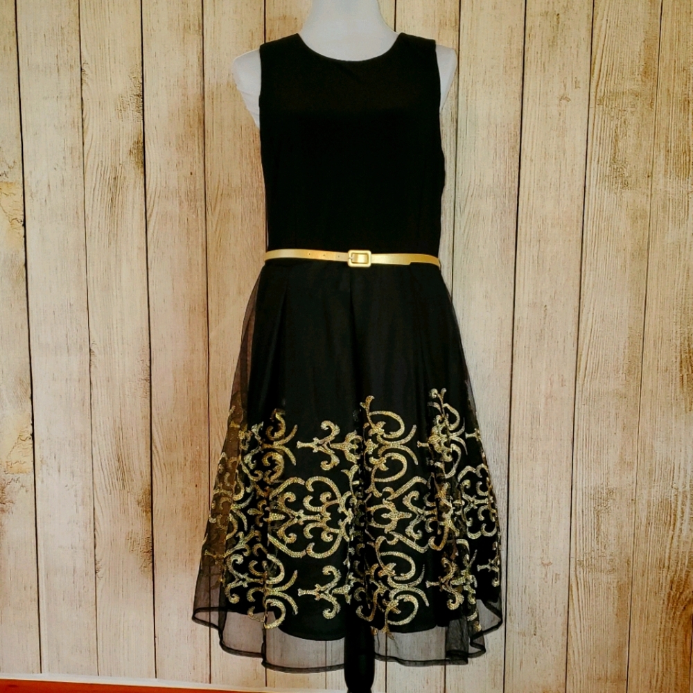 Black and gold dress